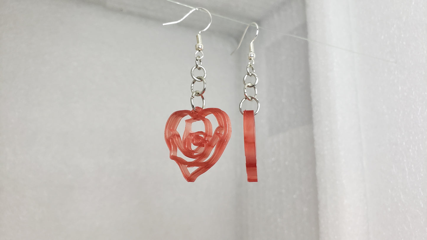 Rose heart earrings