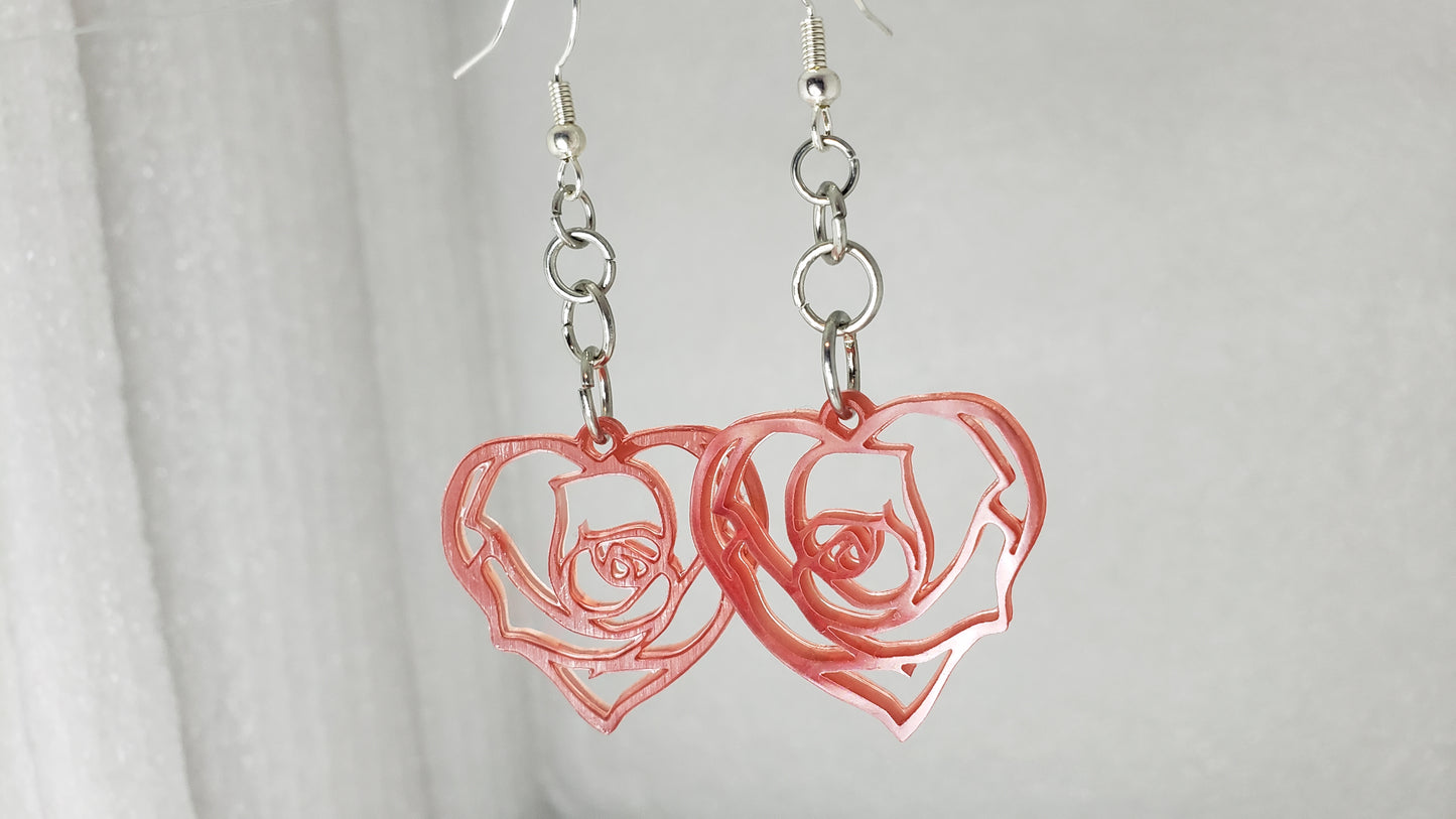 Rose heart earrings