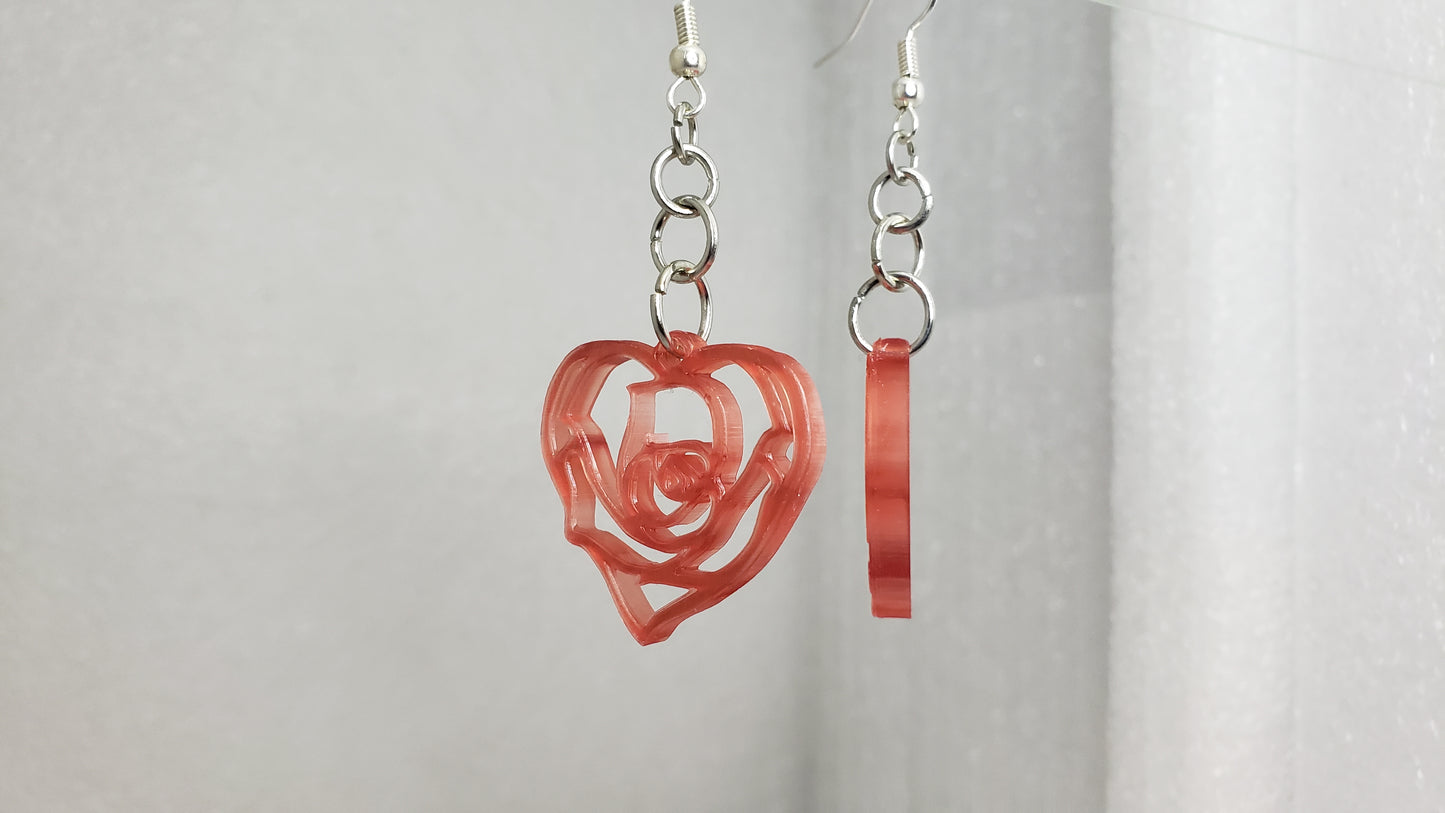 Rose heart earrings