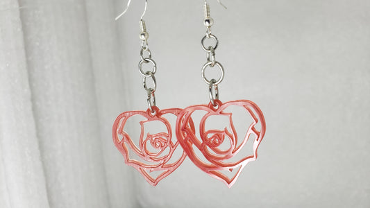 Rose heart earrings