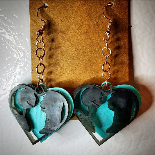 Jack & Sally heart dangles